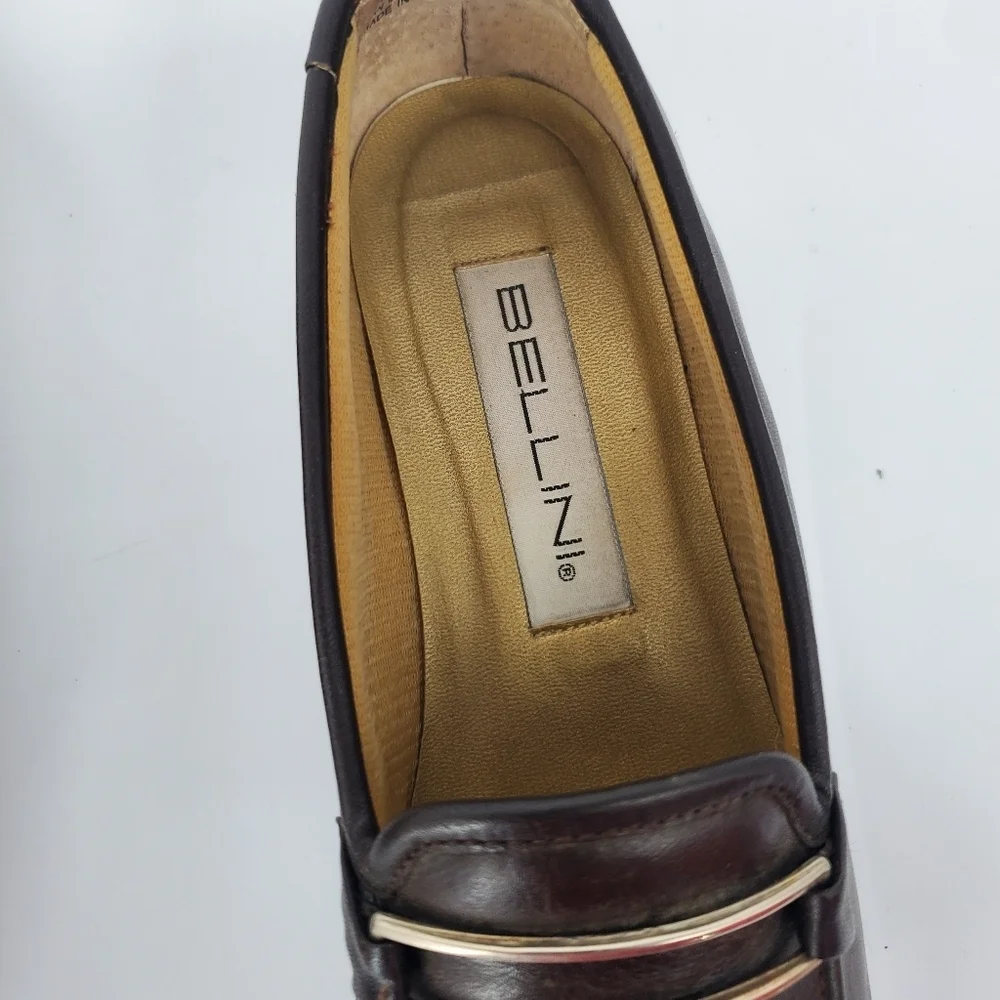 Bellini Dijon Loafers 9M Brown Leather Square Toe Bit Slip On Flats Comfort Shoe